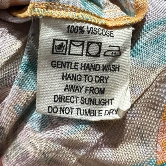 Nrvna Mode Madeline Floral Tie Blouse Mustard Yellow Viscose Size Medium - Picture 5 of 6